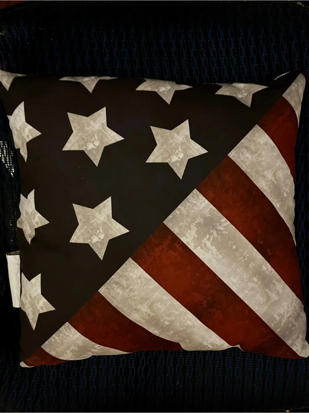 Patriotic American Flag Throw Pillow | Spoontiques | Red White Blue Decor